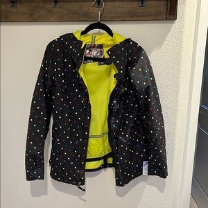 Burton Black Ski Jacket with Polka Dot Design